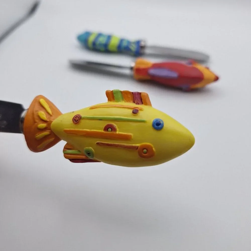 Boston Warehouse Fish Cheese Knives Knife‎ Set Small Colorful Nautical Sea Beach
